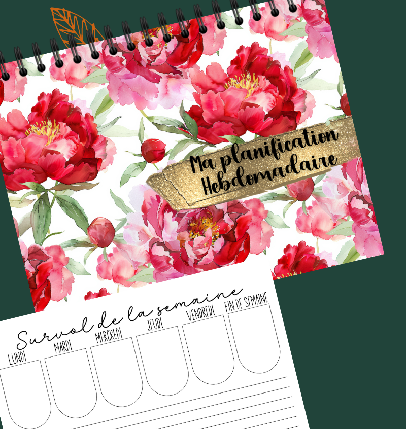 Planificateur hebdomadaire Pivoines rouges