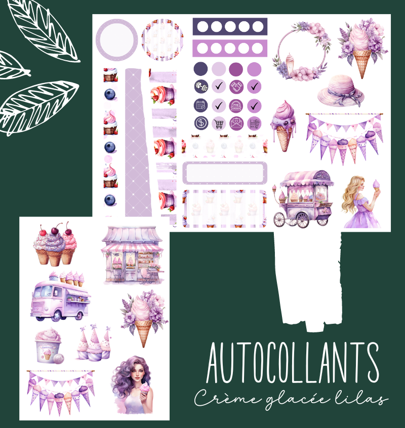 Autocollants Crème glacée lilas