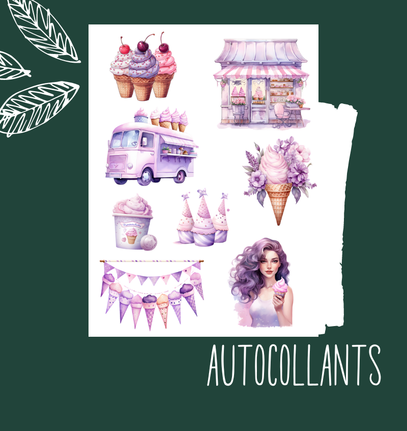 Autocollants Crème glacée lilas
