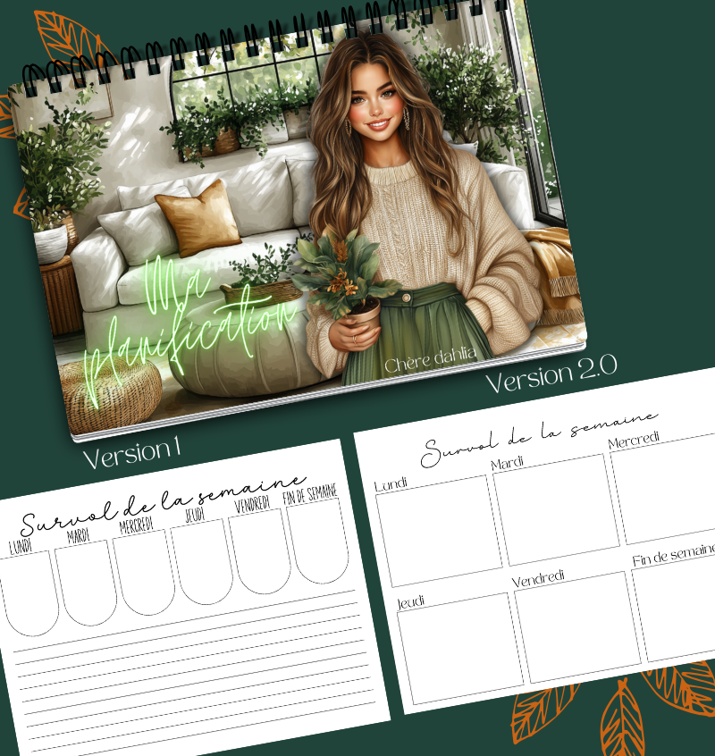 Planificateur hebdomadaire Feuille Verte