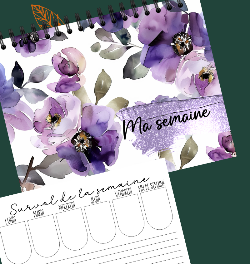 Planificateur hebdomadaire Fleurs violettes