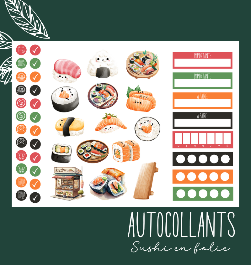 Autocollants Sushi en folie