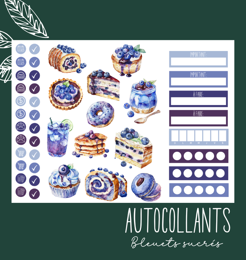 Autocollants Bleuets sucrés