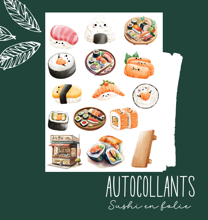 Autocollants Sushi en folie