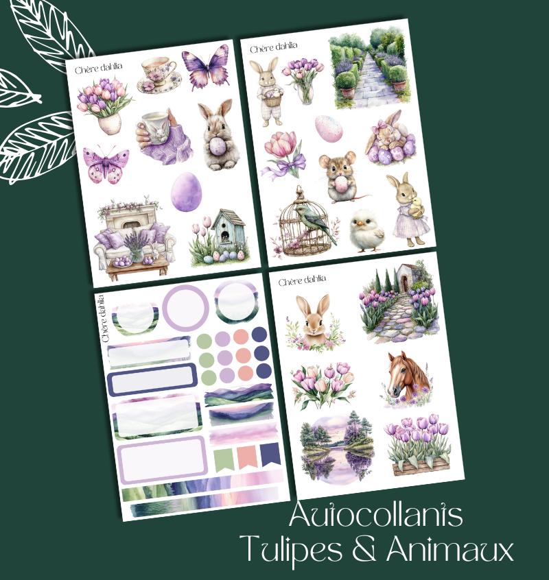 Autocollants Tulipes & Animaux