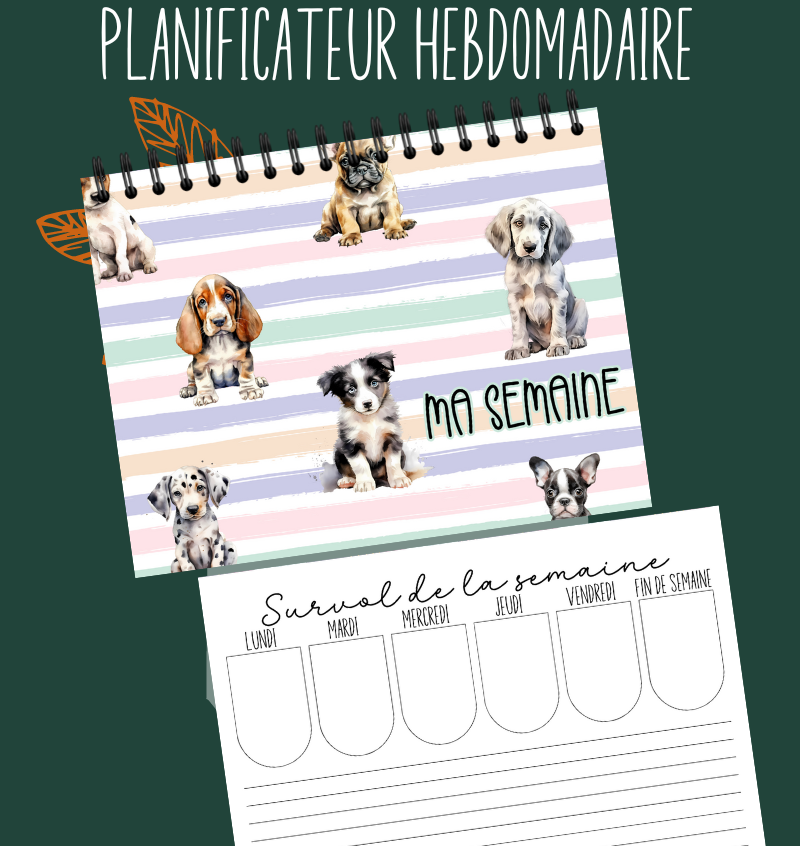 Planificateur hebdomadaire Bébés chiens