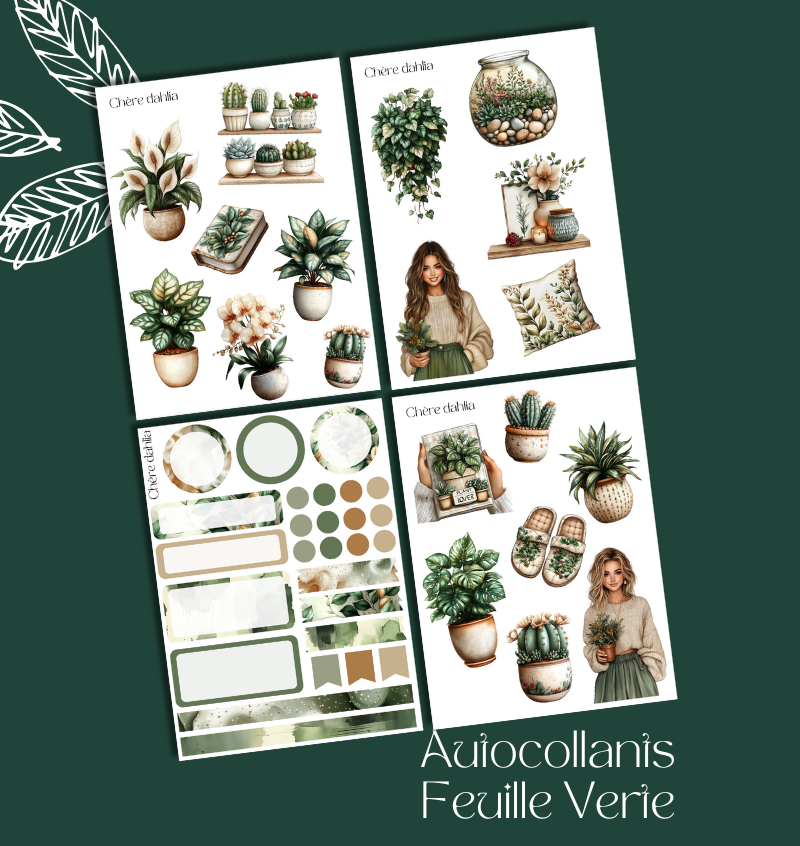 Autocollants Feuille Verte