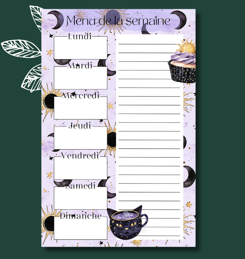 Menu de la semaine sorcellerie