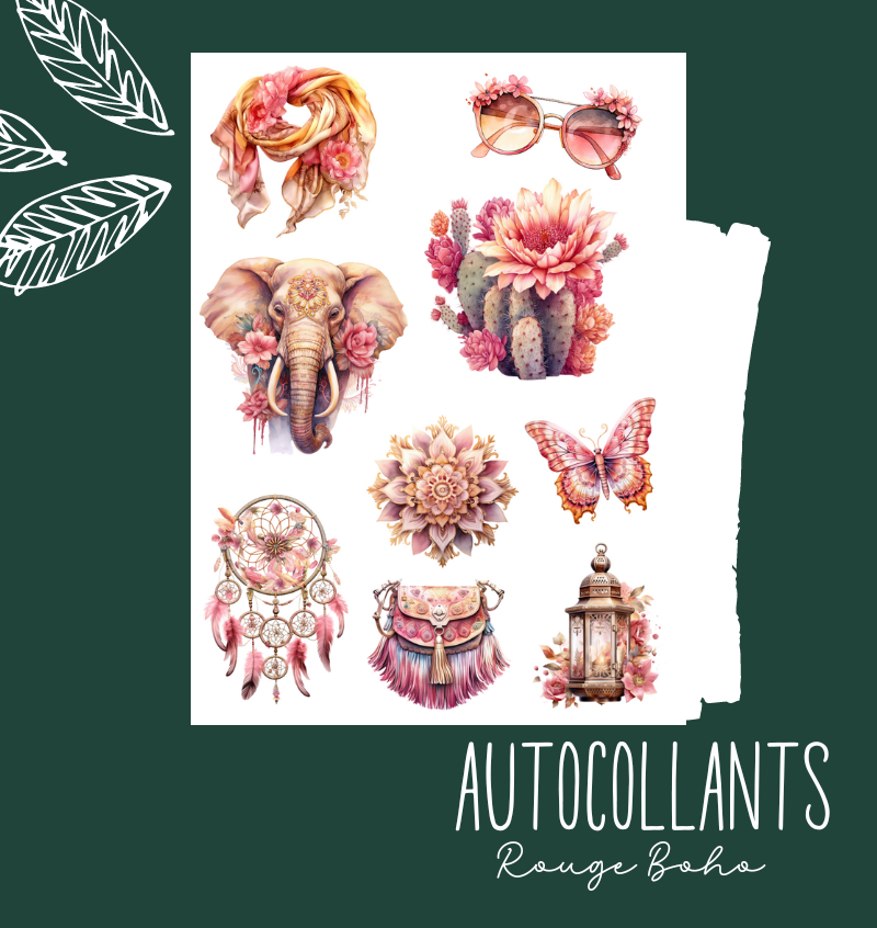 Autocollants Rouge Boho