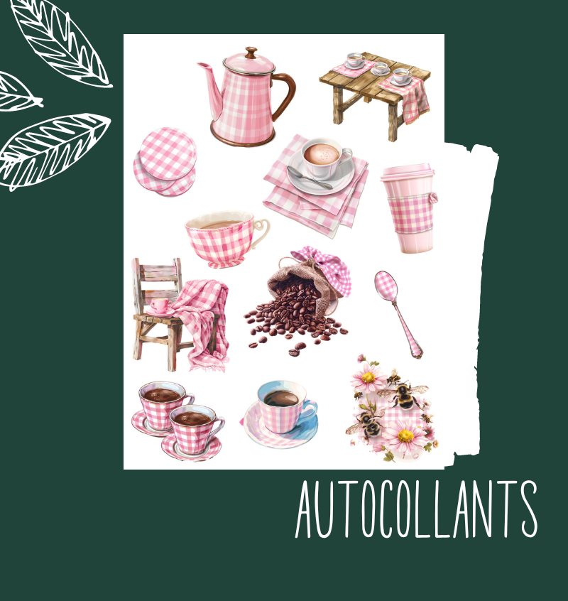 Autocollants Café Gingham