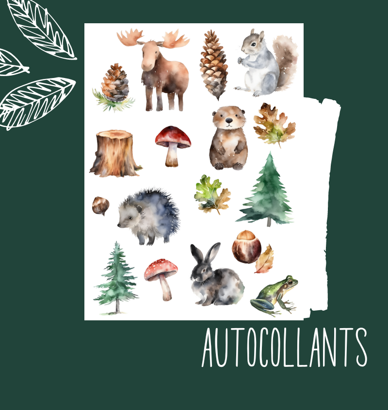 Autocollants Forêt Aquarelle