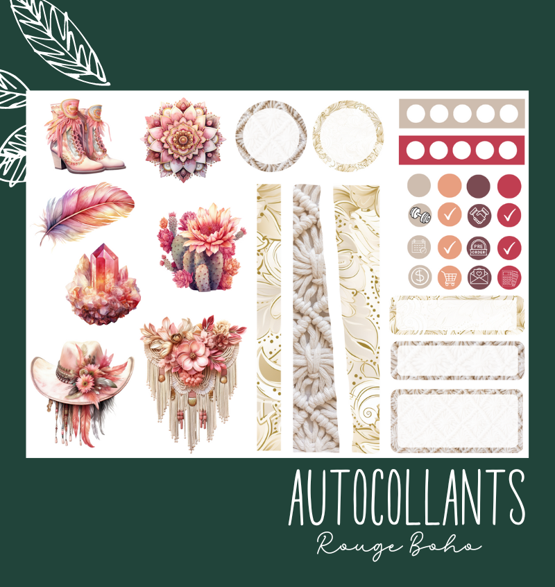 Autocollants Rouge Boho