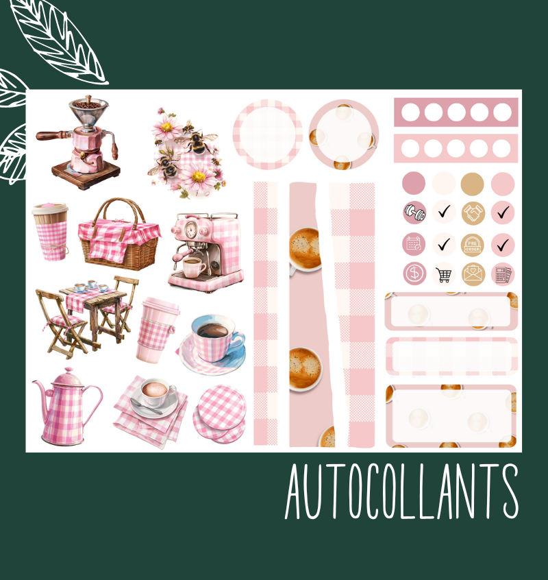 Autocollants Café Gingham