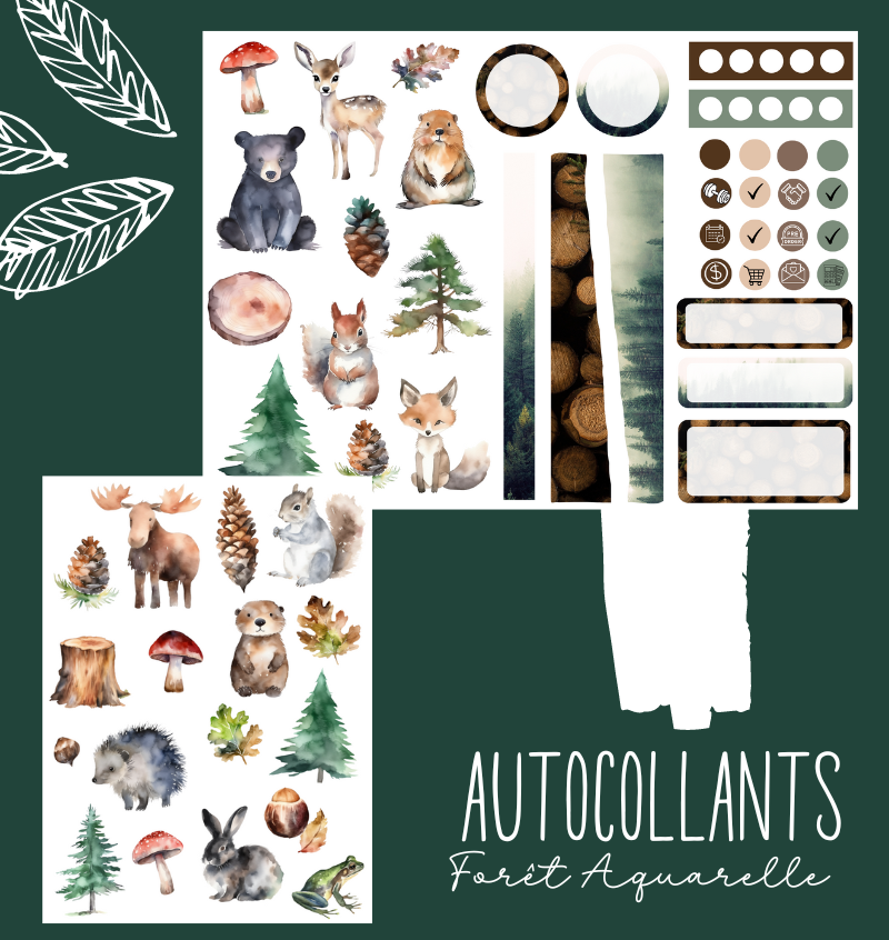 Autocollants Forêt Aquarelle