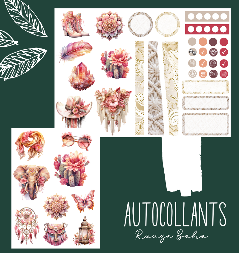 Autocollants Rouge Boho