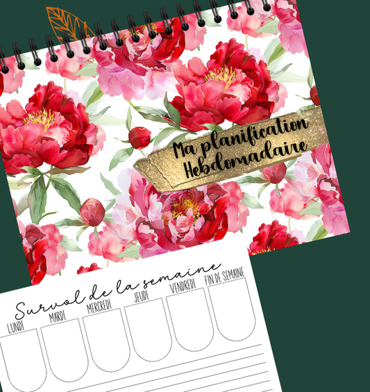 Planificateur hebdomadaire Pivoines rouges
