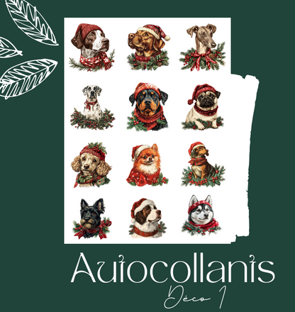 Autocollants Chiens de Noël