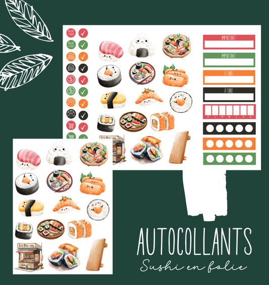 Autocollants Sushi en folie