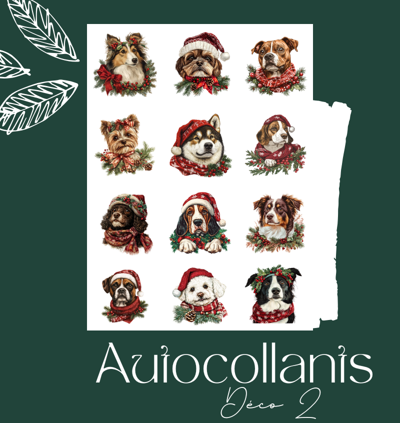 Autocollants Chiens de Noël