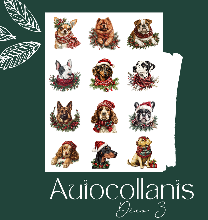 Autocollants Chiens de Noël