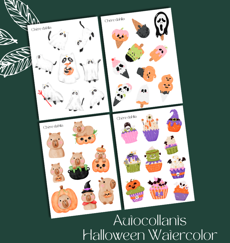 Autocollants Halloween Watercolor