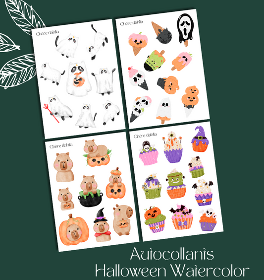 Autocollants Halloween Watercolor