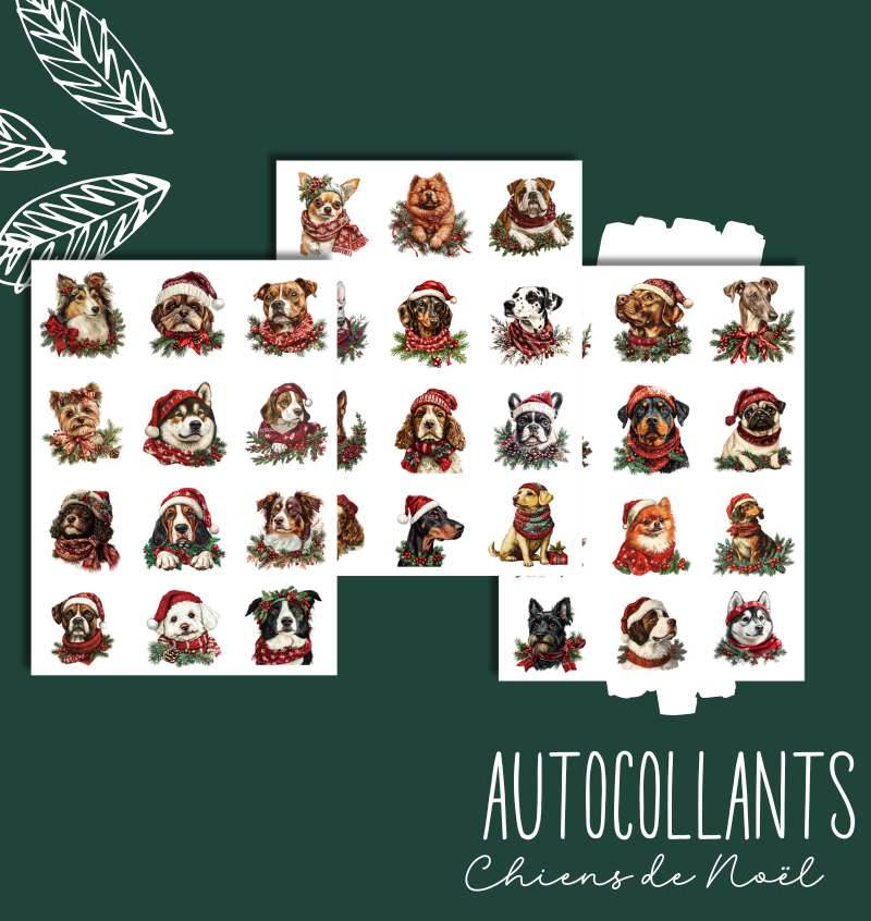Autocollants Chiens de Noël