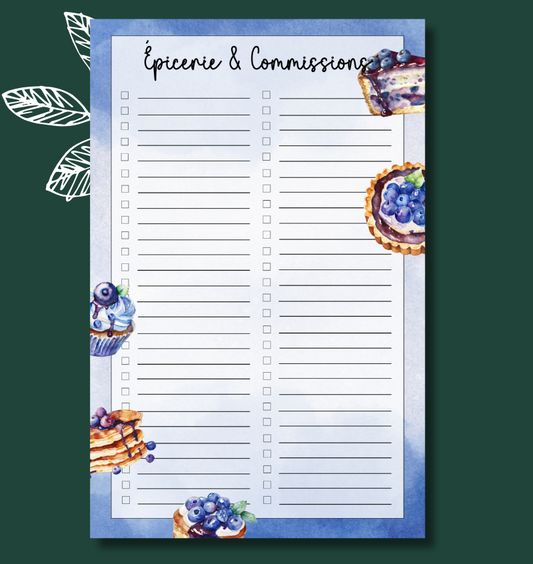 Liste d'épicerie Bleuets