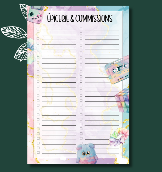 Liste d'épicerie 90's