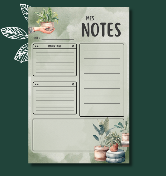 Bloc-Notes Notes 5.5x8.5" Plantes